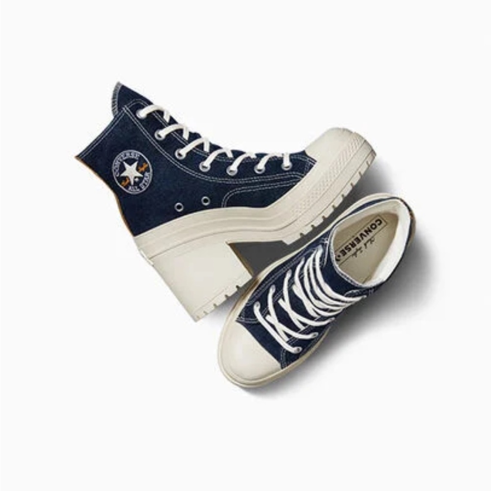 New converse blue denim platform heels size size 7